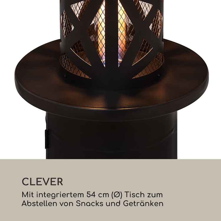 Goldflame Style Terrassenheizstrahler 11,2 kW 360°-Blick mobil Schwarz