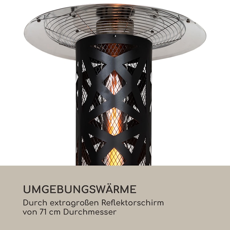 Goldflame Style Terrassenheizstrahler 11,2 kW 360°-Blick mobil Schwarz
