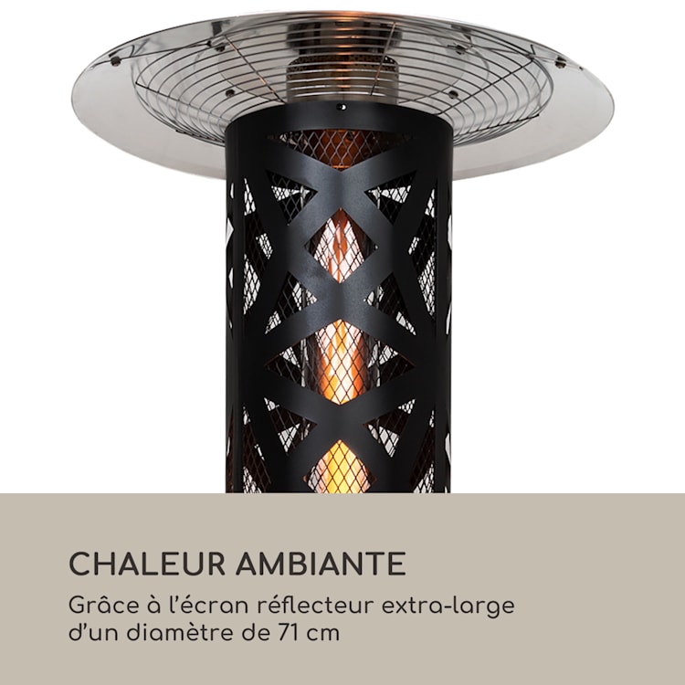Goldflame Style radiateur de terrasse 11,2 kW vue 360° mobile noir Noir
