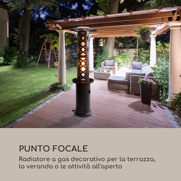 Goldflame Style, radiatore da terrazzo, 11,2 kW, visione a 360°, portatile, nero Nero