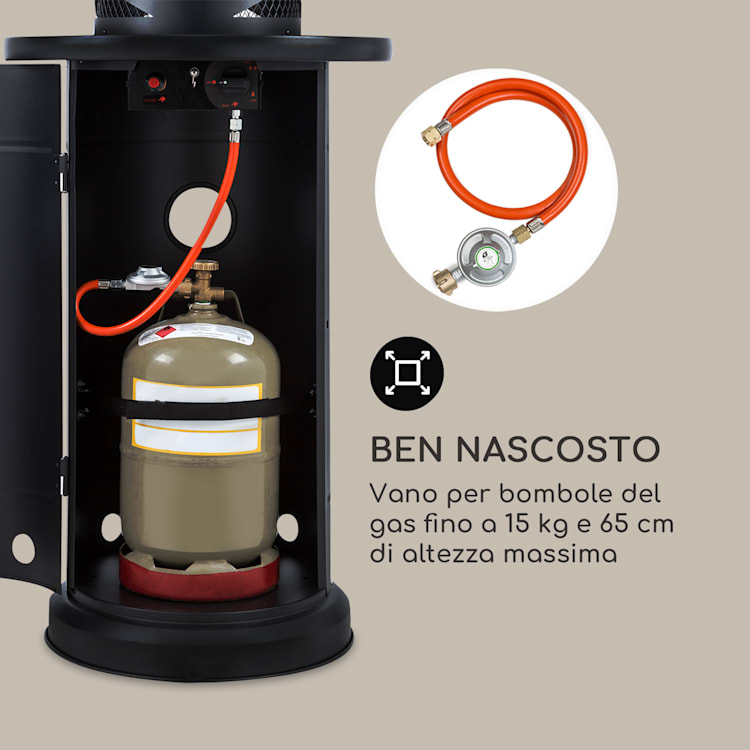 Goldflame Style, radiatore da terrazzo, 11,2 kW, visione a 360°, portatile, nero Nero