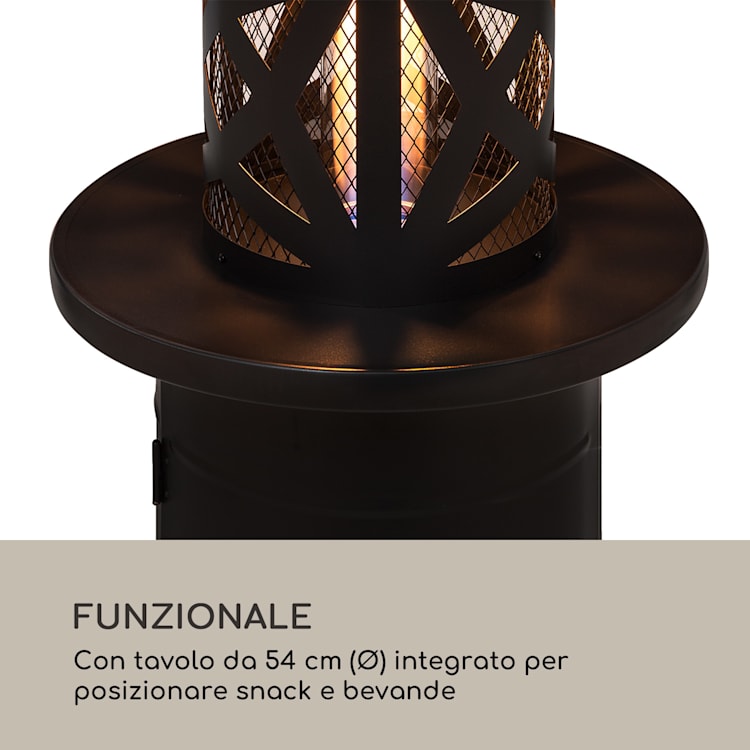 Goldflame Style, radiatore da terrazzo, 11,2 kW, visione a 360°, portatile, nero Nero
