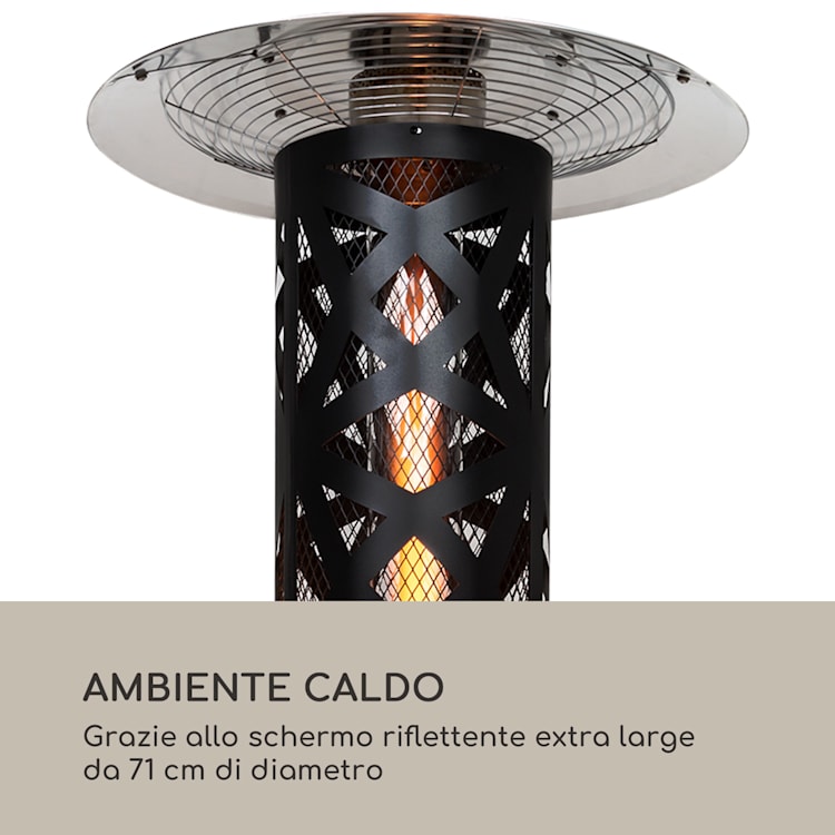 Goldflame Style, radiatore da terrazzo, 11,2 kW, visione a 360°, portatile, nero Nero