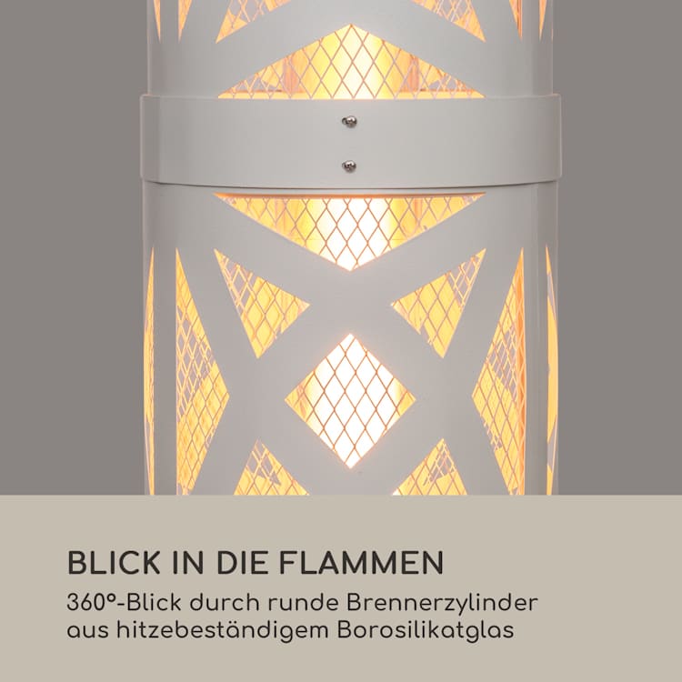 Goldflame Style, radiatore da terrazzo, 11,2 kW, visione a 360°, portatile, argento Bianco / Argento metallizzato