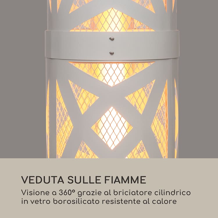 Goldflame Style, radiatore da terrazzo, 11,2 kW, visione a 360°, portatile, argento Bianco / Argento metallizzato