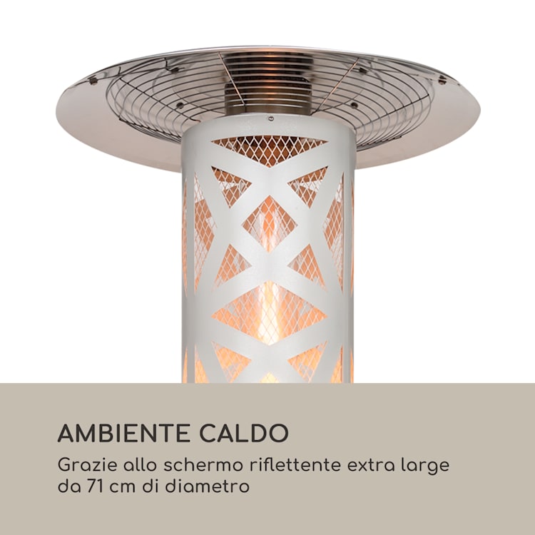 Goldflame Style, radiatore da terrazzo, 11,2 kW, visione a 360°, portatile, argento Bianco / Argento metallizzato