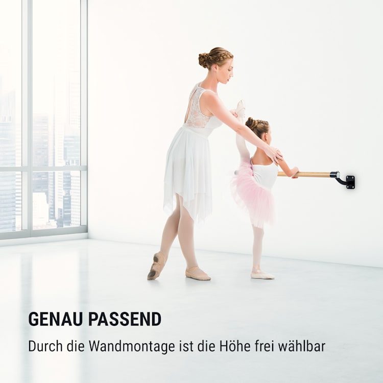 Barre Mur Ballettstange 110 cm Holm 38 mm Ø Wandmontage schwarz Schwarz
