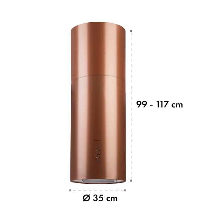 Beretta Inselabzugshaube Ø 35 cm Ab-/Umluft 650m³/h LED Aktivkohlefilter Kupfer