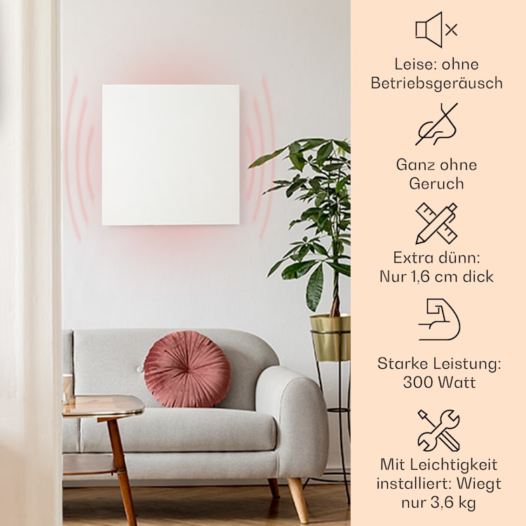 Wonderwall Air Infinite 300 Infrarotheizung 60x50cm 300W Fernbedienung 60 x 50 cm / 300 Watt