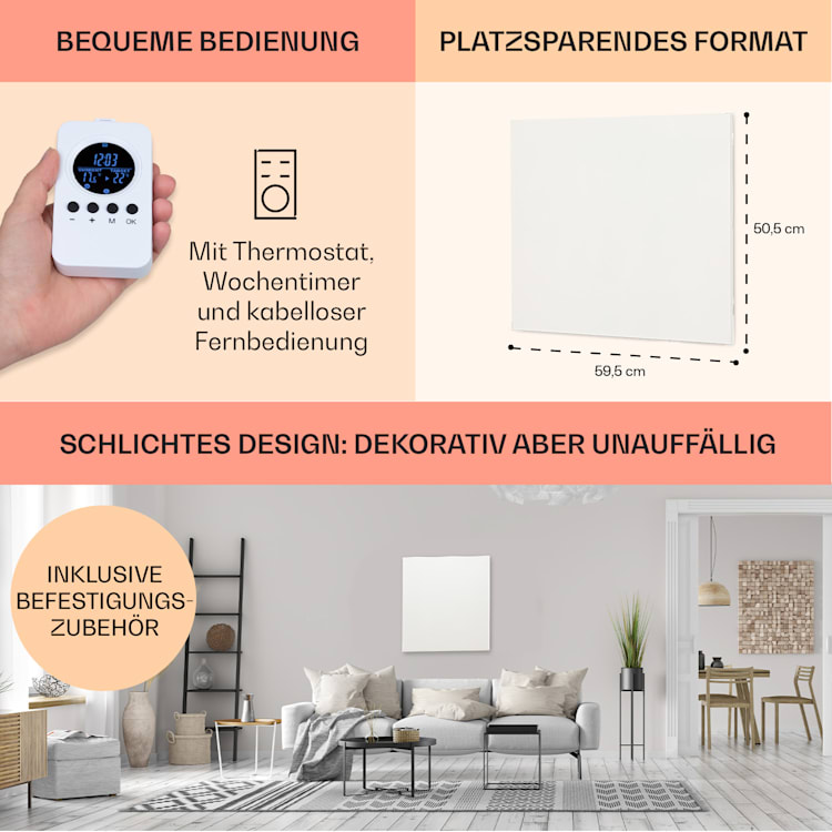 Wonderwall Air Infinite 300 Infrarotheizung 60x50cm 300W Fernbedienung 60 x 50 cm / 300 Watt
