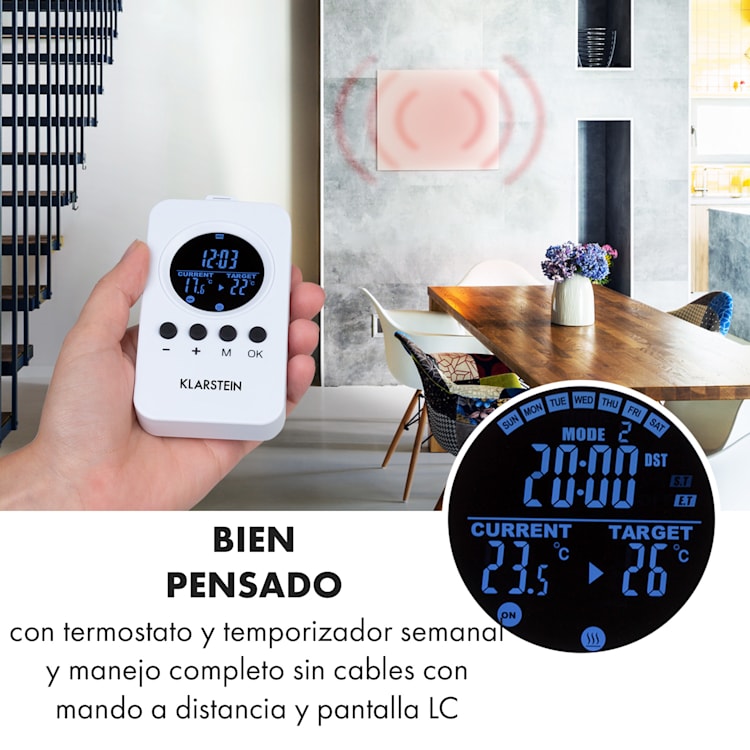 Klarstein Wonderwall Air Infinite Panel calefactor infrarrojo 60x50cm 300W Pared Mando a distancia Blanco 60 x 50 cm / 300 W