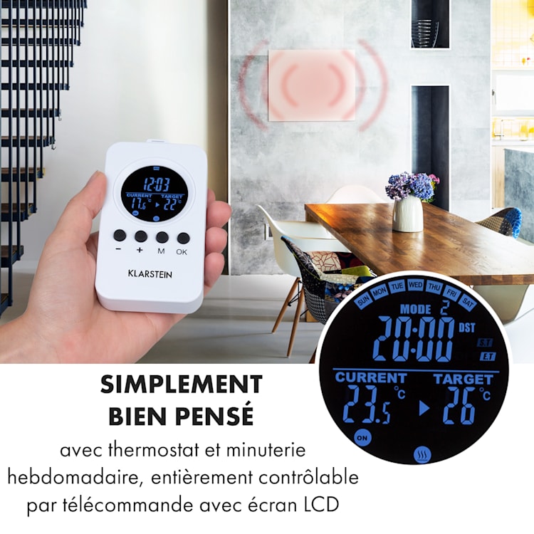 Klarstein Wonderwall Air Infinite radiateur infrarouge 60x50 cm 300 W mural FB blanc 60 x 50 cm / 300 watts
