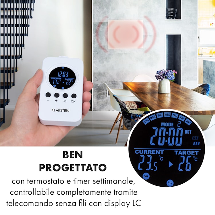 Klarstein Wonderwall Air Infinite, radiatore a infrarossi, 60x50cm, 300W, parete, FB, bianco 60 x 50 cm / 300 watts