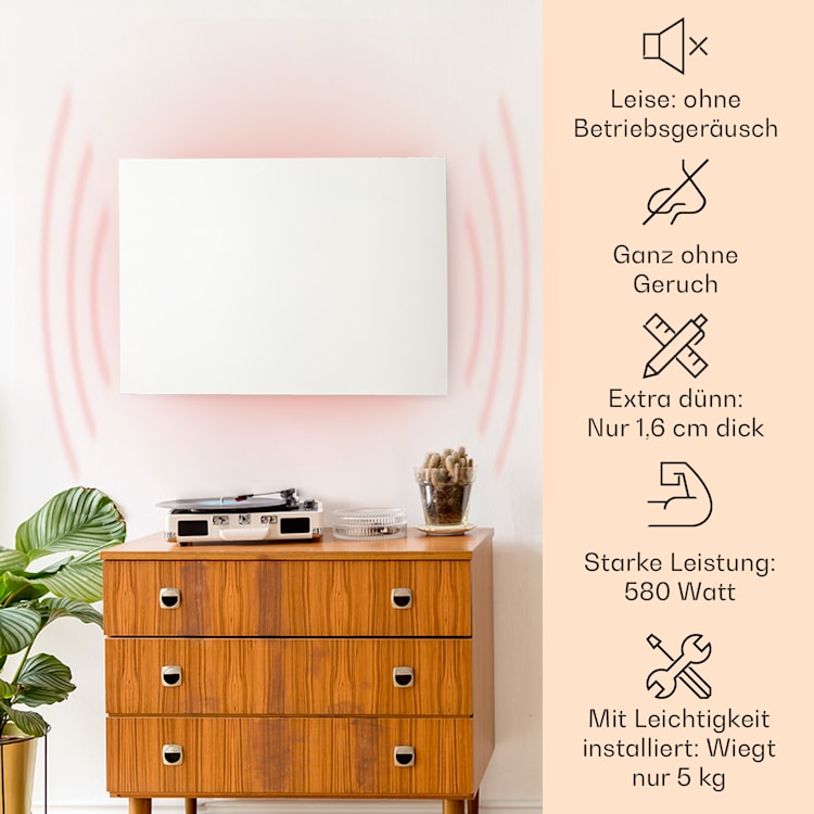 Wonderwall Air Infinite 580 Infrarotheizung 90x60cm 580W Fernbedienung 90 x 60 cm / 580 Watt