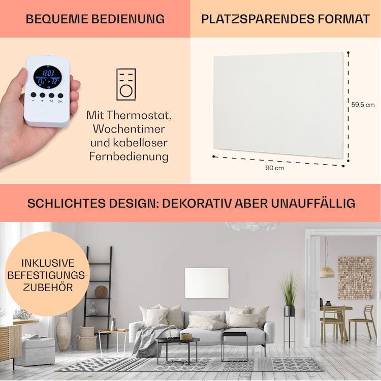Wonderwall Air Infinite 580 Infrarotheizung 90x60cm 580W Fernbedienung 90 x 60 cm / 580 Watt