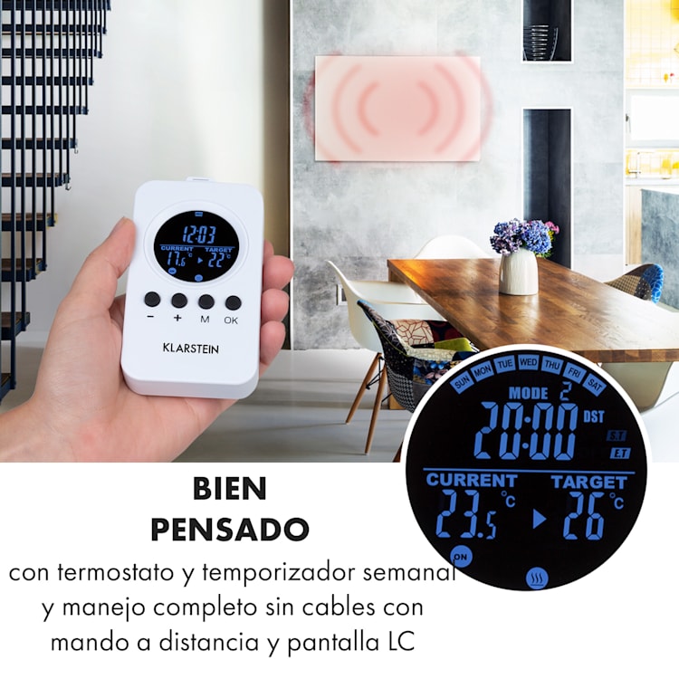 Klarstein Wonderwall Air Infinite Panel calefactor infrarrojo 90x60cm 580W Pared Mando a distancia Blanco 90 x 60 cm / 580 W