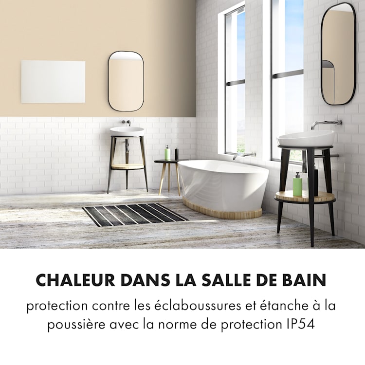 Klarstein Wonderwall Air Infinite radiateur infrarouge 90x60 cm 580 W mural FB blanc 90 x 60 cm / 580 watts