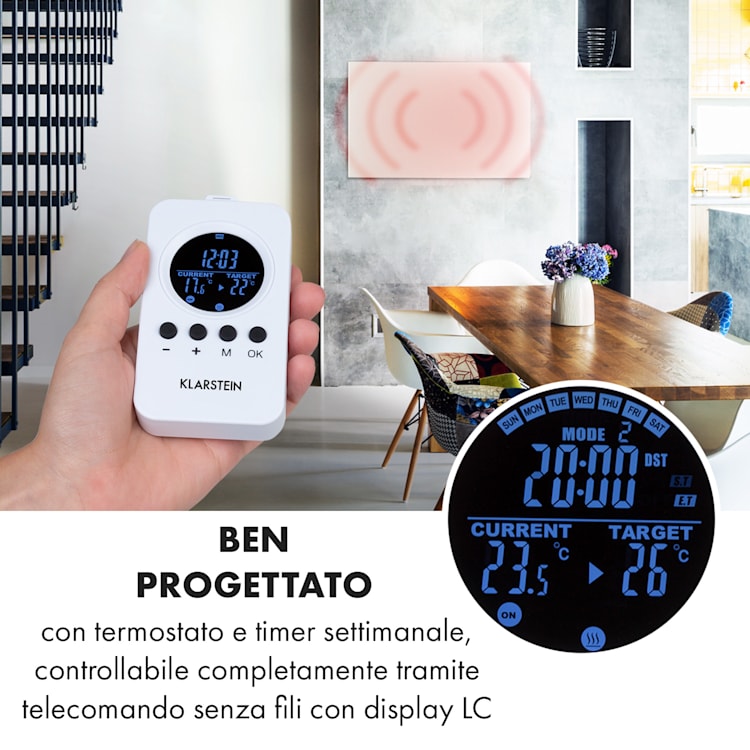 Klarstein Wonderwall Air Infinite, radiatore a infrarossi, 90x60cm, 580W, parete, FB bianco 90 x 60 cm / 580 watts