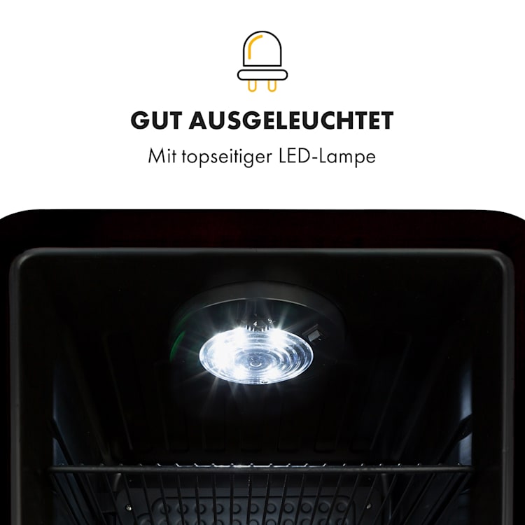 PopLife Getränkekühler Kühlschrank 70 Liter 0-10 °C Retro-Design LED Schwarz