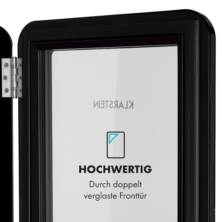 PopLife Getränkekühler Kühlschrank 70 Liter 0-10 °C Retro-Design LED Schwarz