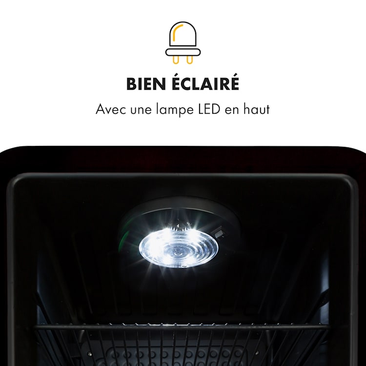 Réfrigérateur à boissons PopLife 70 litres 0-10°C design rétro LED Noir