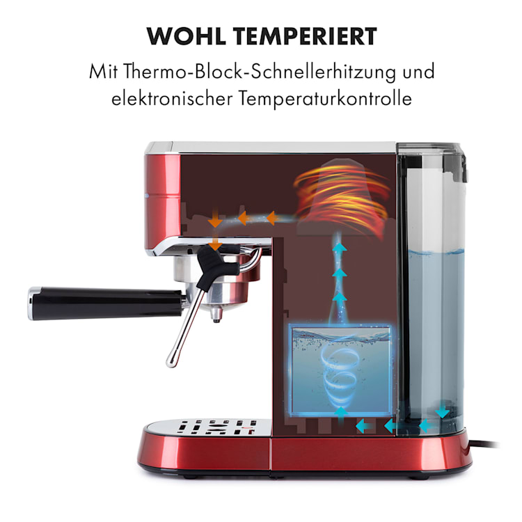 Futura Espressomaker 20 bar 1450 Watt 20 bar Wassertank: 1,25 Liter rostfreier Edelstahl Rot