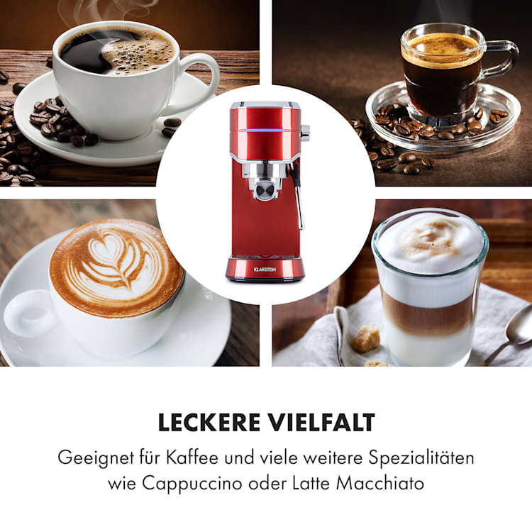 Futura Espressomaker 20 bar 1450 Watt 20 bar Wassertank: 1,25 Liter rostfreier Edelstahl Rot