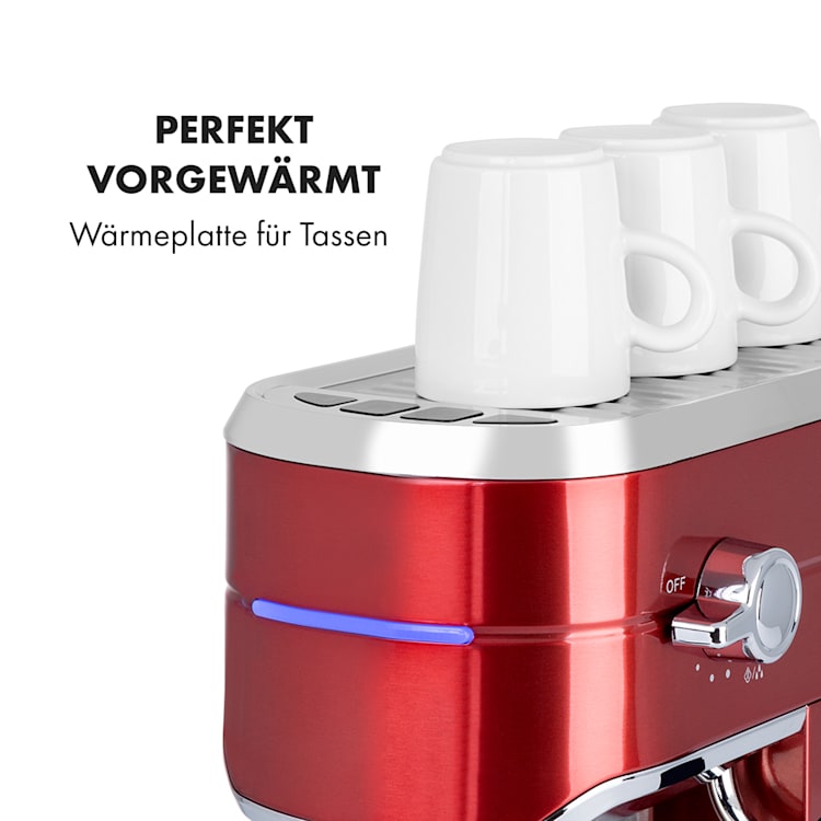 Futura Espressomaker 20 bar 1450 Watt 20 bar Wassertank: 1,25 Liter rostfreier Edelstahl Rot