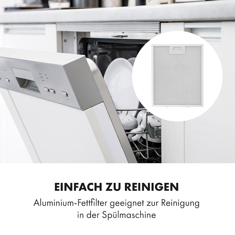Contempo Unterbau-Dunstabzugshaube 90cm 175m³/h LED Edelstahl Acryl Schwarz