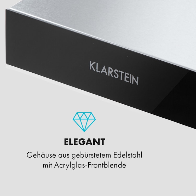 Contempo Unterbau-Dunstabzugshaube 90cm 175m³/h LED Edelstahl Acryl Schwarz