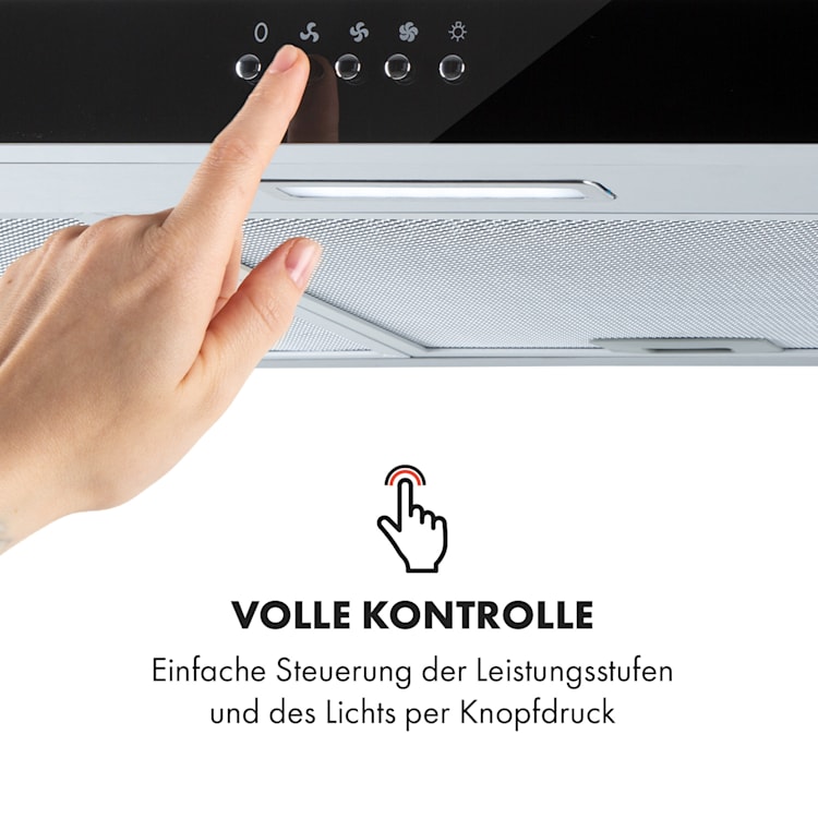 Contempo Unterbau-Dunstabzugshaube 90cm 175m³/h LED Edelstahl Acryl Schwarz