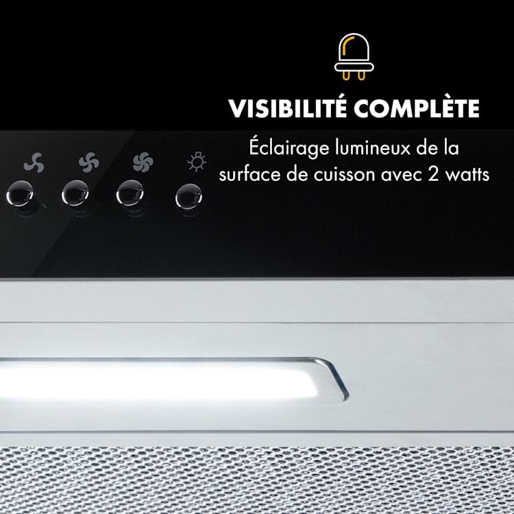 Contempo 90 afzuigkap 175m³/h led edelstaal acryl zwart Zwart