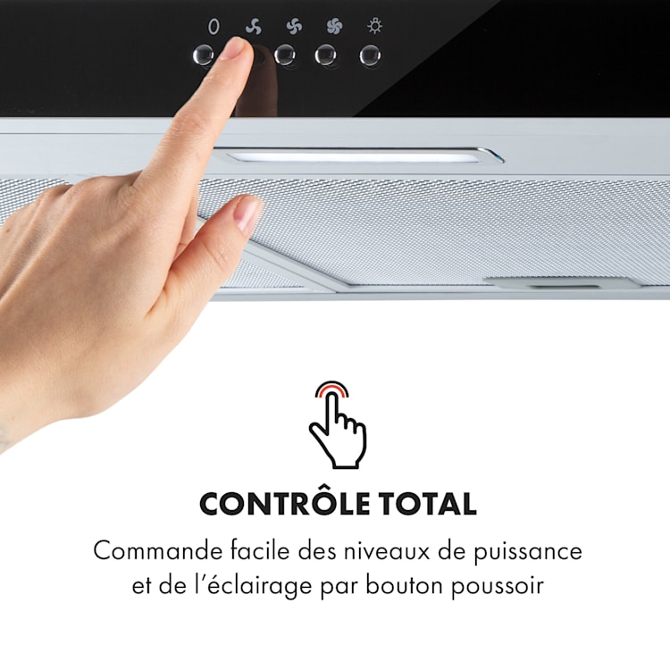 Contempo 90 afzuigkap 175m³/h led edelstaal acryl zwart Zwart