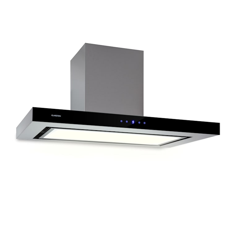 Ilona Brilliant Edition Wandabzugshaube 90cm 622m³/h Touch EEC B LED Glas Edelstahl 90 cm | Schwarz