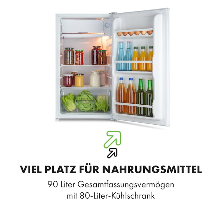 Spitzbergen Uni Kühlschrank 91 Liter 10-Liter-Gefrierfach 2 Böden 90 Ltr | Weiß