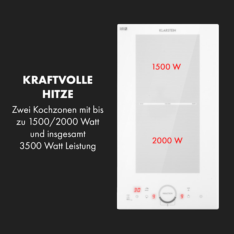 Delicatessa Slim Domino Induktionskochfeld 3500W Timer 2 | Weiß