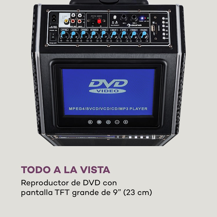 DisGo Box 2100 DVD Equipo PA móvil 300 W máx. pantalla TFT de 9" DVD