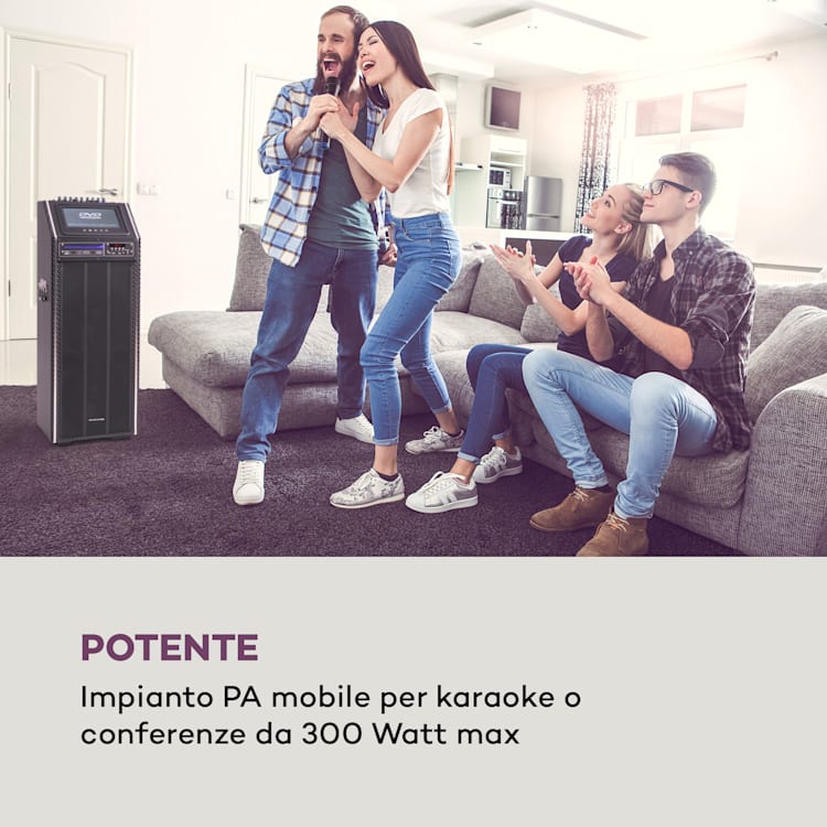 DisGo Box 2100 DVD Impianto PA Portatile, 300W max., Display TFT 9", DVD