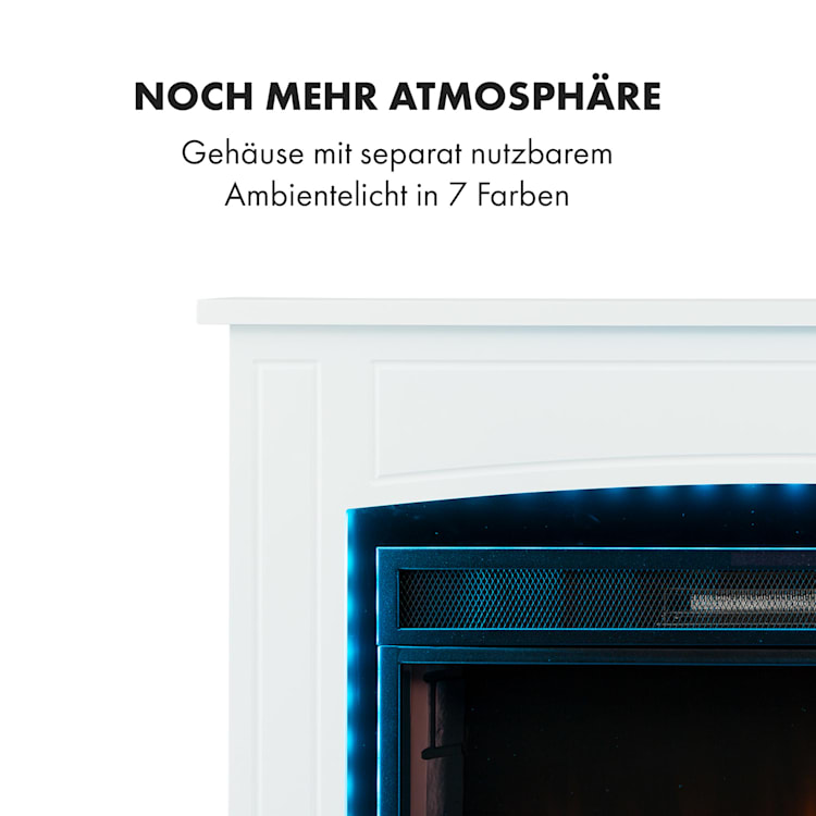 Lucerne Smart Cheminée électrique 1000/2000W LED 18-27 °C Minuteur hebdomadaire