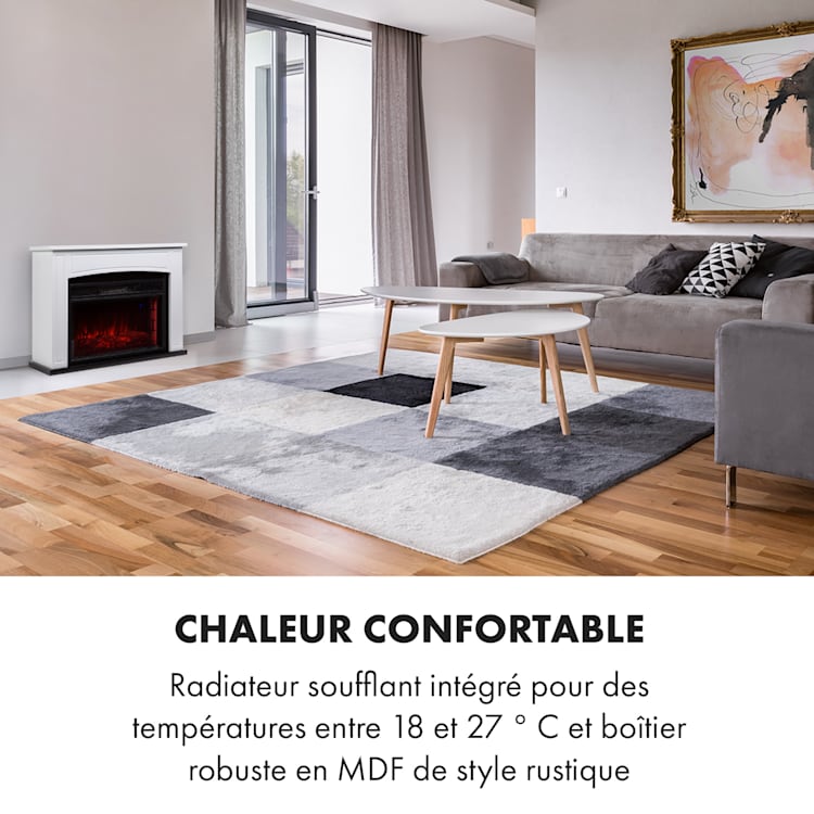 Lucerne Smart Cheminée électrique 1000/2000W LED 18-27 °C Minuteur hebdomadaire