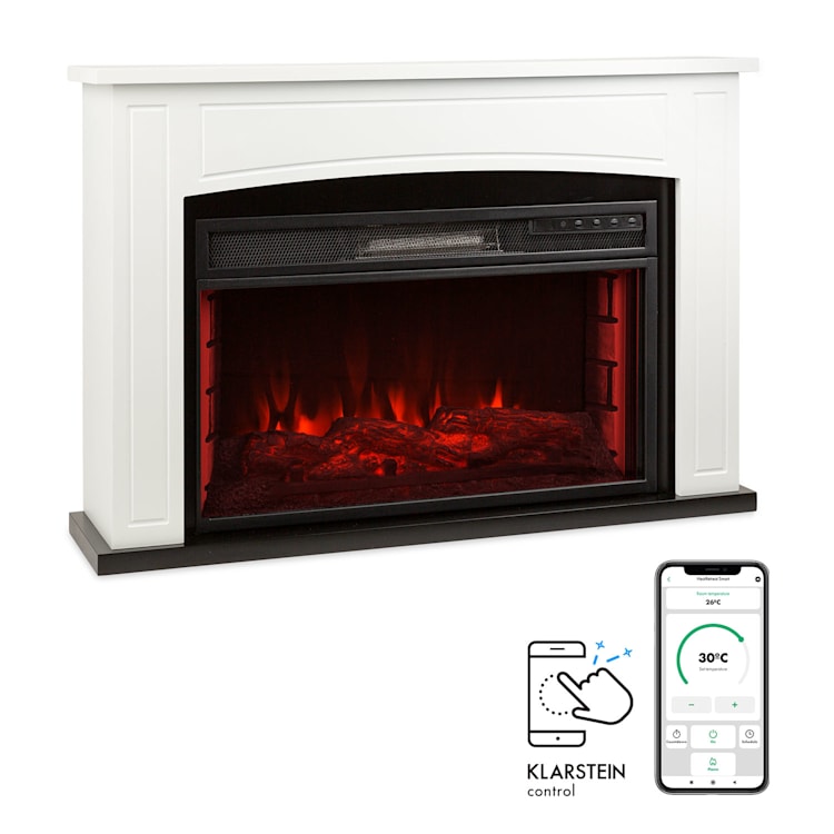 Lucerne Smart Cheminée électrique 1000/2000W LED 18-27 °C Minuteur hebdomadaire