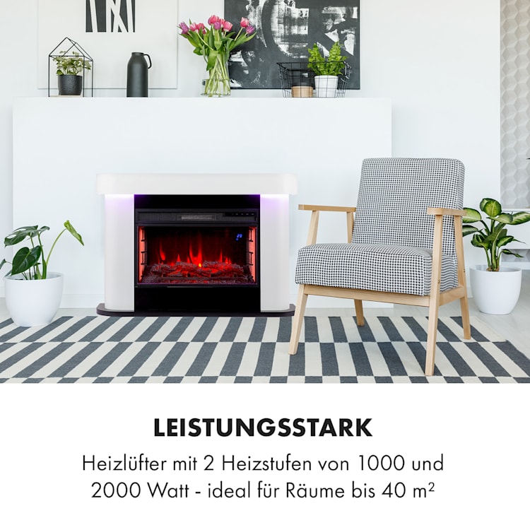 Aargau Smart Elektrischer Kamin 1000/2000W LED 18-27 °C Wochentimer