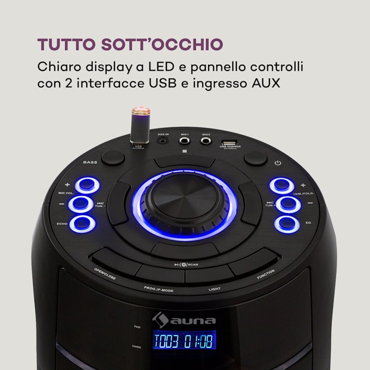 ULTRASONIC CD, Altoparlante, 2 Woofer da 6,5", 100 Watt, nero