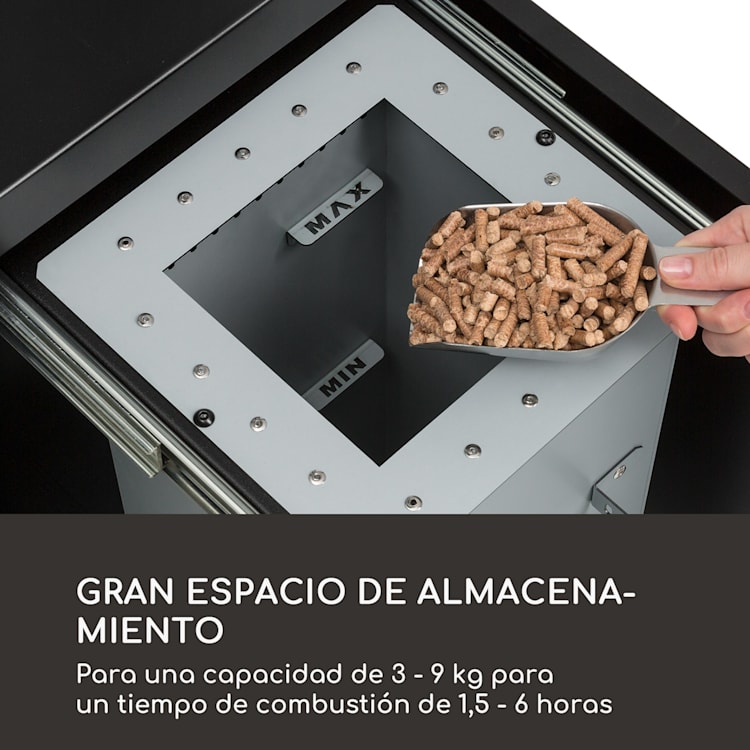 Heat Hunter Estufa de pellets para terrazas 12,2 kW móvil acero inoxidable color negro Negro