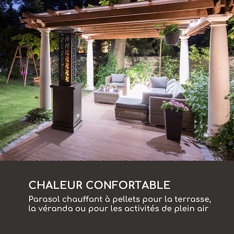 Heat Hunter poêle de terrasse à granulés 12,2 kW mobile inox noir Noir