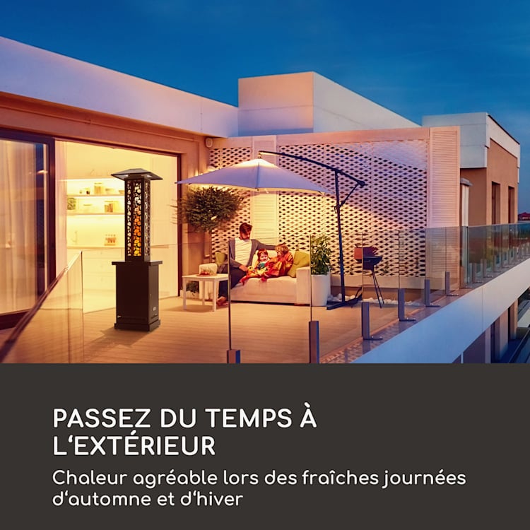 Heat Hunter poêle de terrasse à granulés 12,2 kW mobile inox noir Noir
