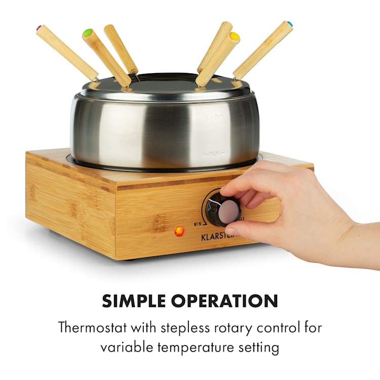 Bambus Fondue, hrniec z ušľachtilej ocele, 800W