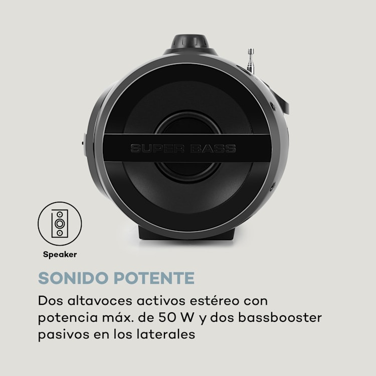 Soundblaster DAB Boombox Bluetooth CD/MP3/USB/AUX DAB+/FM LED 50 W máx.