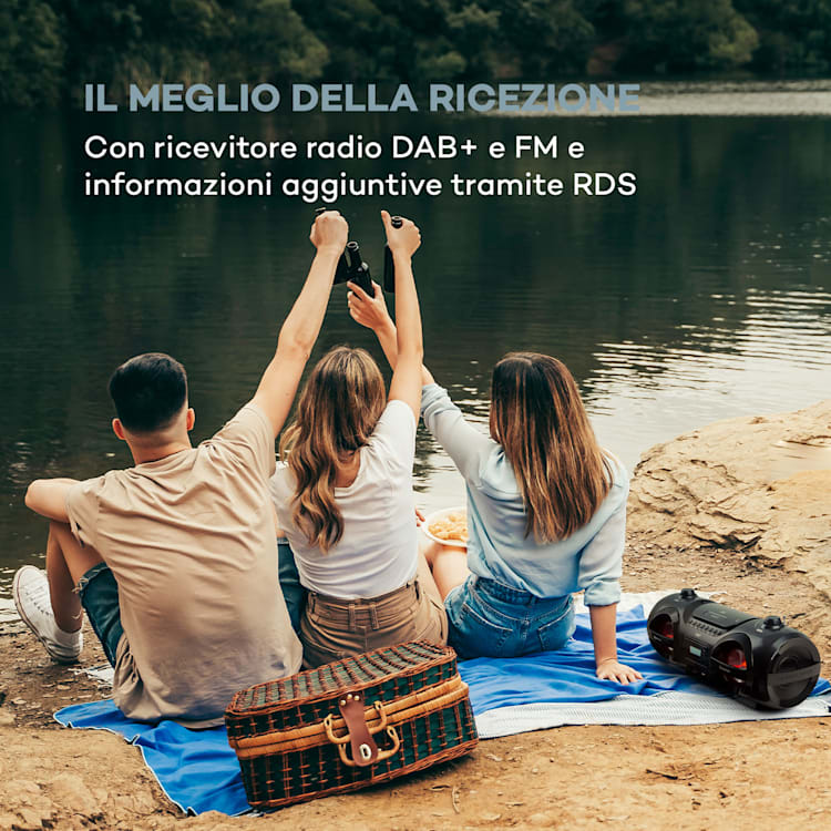 Soundblaster DAB, Boombox, Bluetooth, CD/MP3/USB/AUX, DAB+/FM, LED, 50Wmax.
