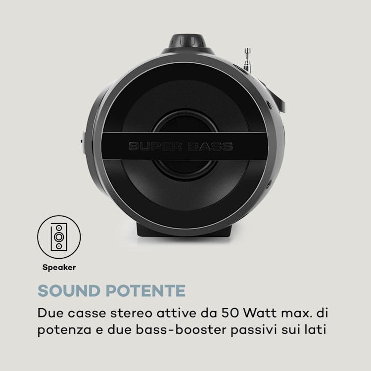 Soundblaster DAB, Boombox, Bluetooth, CD/MP3/USB/AUX, DAB+/FM, LED, 50Wmax.